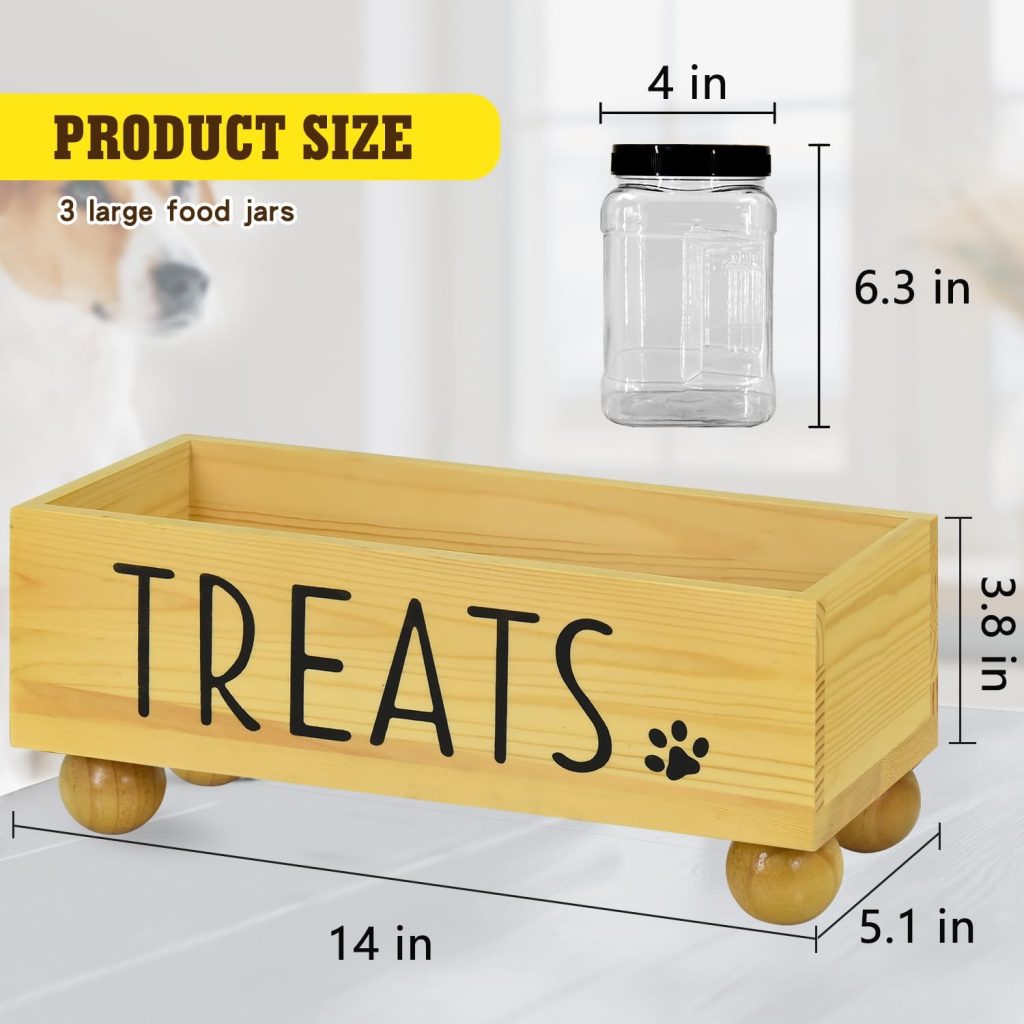 Dog Treat Container, Dog Food Treat Jar Set, Modern Farmhouse Dog Treat Container with Wood Box, Pet Treat Storage Container for Dog and Cat, Dog Food Storage Canister, Gift for Pet Dog Treat Container, Dog Food Treat Jar Set, Modern Farmhouse Dog Treat Container with Wood Box, Pet Treat Storage Container for Dog and Cat, Dog Food Storage Canister, Gift for Pet