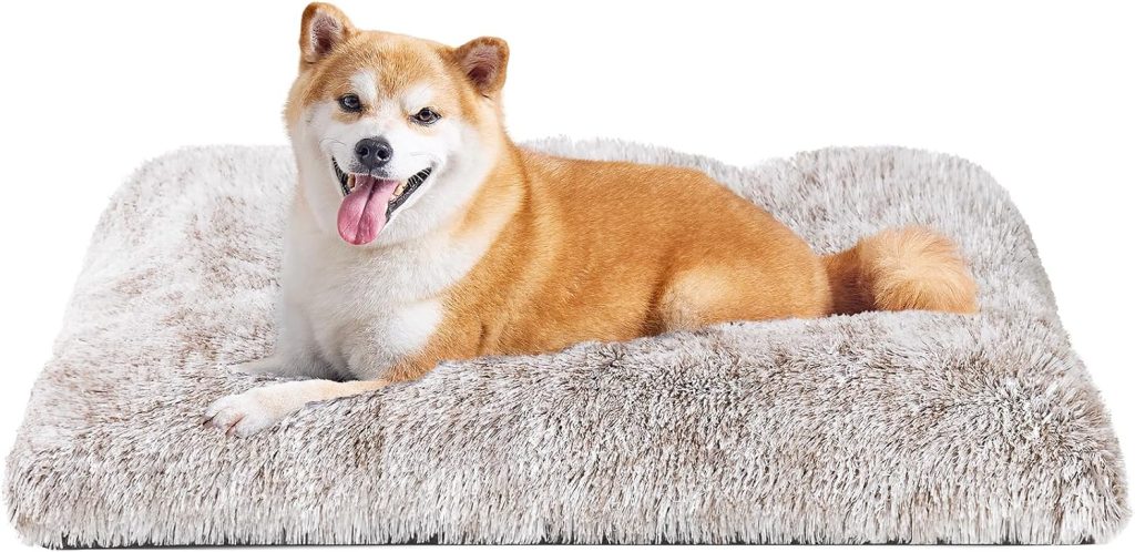 EHEYCIGA Fluffy Dog Crate Bed for Extra Large Dogs, Plush Faux Fur Pad, Calming Anti Anxiety XL Bed for Crate, Washable Soft Warm Dog Mat with Non-Slip Bottom, Grey EHEYCIGA Fluffy Dog Crate Bed for Extra Large Dogs, Plush Faux Fur Pad, Calming Anti Anxiety XL Bed for Crate, Washable Soft Warm Dog Mat with Non-Slip Bottom, Grey