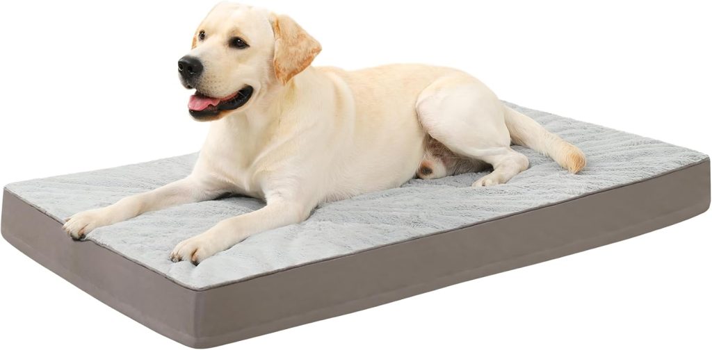 KSIIA Orthopedic Dog Bed Dog Crate Bed Waterproof for Large Dogs Deluxe Plush Washable Pet Mat with Egg Crate Foam Removable Cover, 35 x 22 Inch, Gray KSIIA Orthopedic Dog Bed Dog Crate Bed Waterproof for Large Dogs Deluxe Plush Washable Pet Mat with Egg Crate Foam Removable Cover, 35 x 22 Inch, Gray