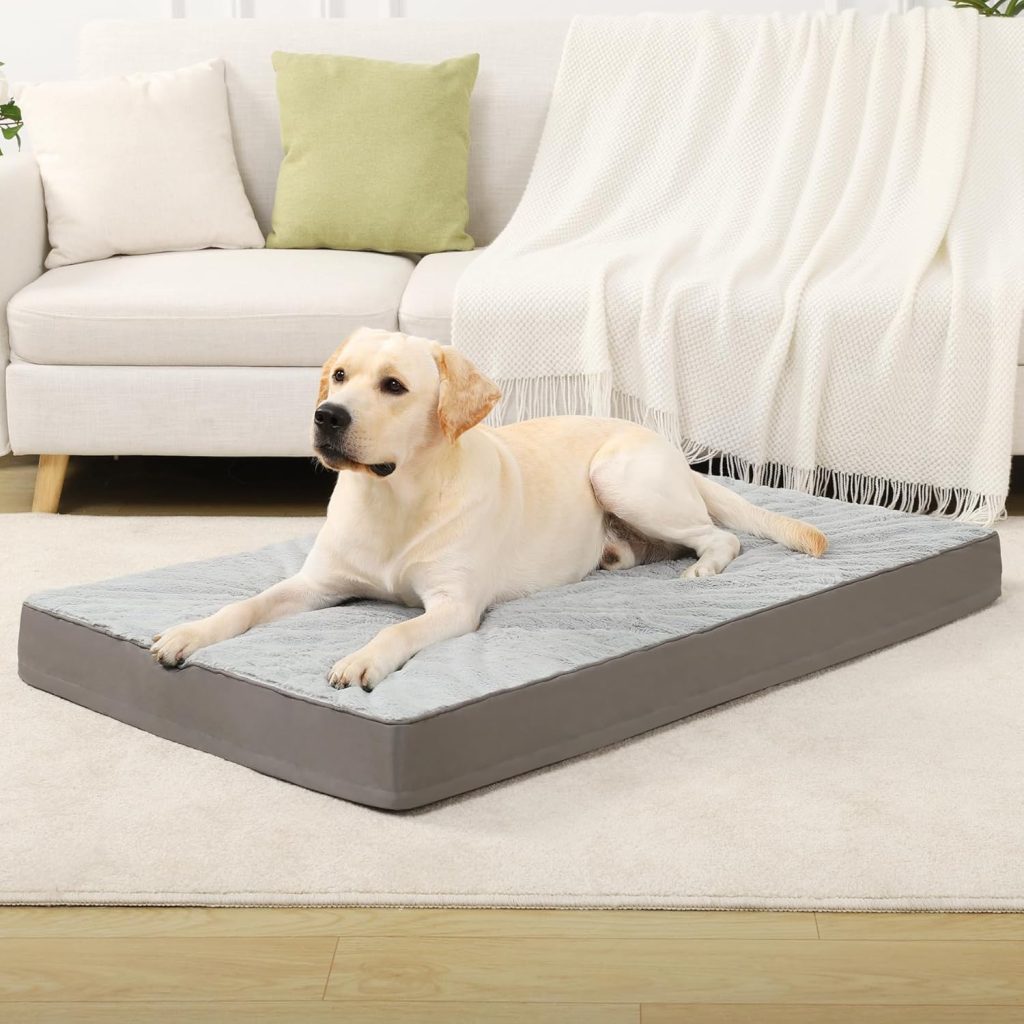 KSIIA Orthopedic Dog Bed Dog Crate Bed Waterproof for Large Dogs Deluxe Plush Washable Pet Mat with Egg Crate Foam Removable Cover, 35 x 22 Inch, Gray KSIIA Orthopedic Dog Bed Dog Crate Bed Waterproof for Large Dogs Deluxe Plush Washable Pet Mat with Egg Crate Foam Removable Cover, 35 x 22 Inch, Gray