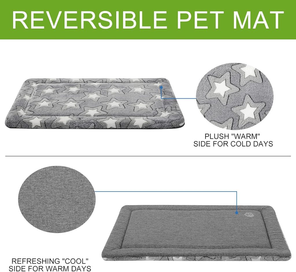 EMPSIGN Dog Crate Pad - Reversible Kennel Mat (Cool Warm), Machine Washable, Cozy Star Pattern Sleeping Pad for Small Medium Large Dogs, All-Season Pet Bed, Suitable for 30x20 Dog Crate, Grey EMPSIGN Dog Crate Pad - Reversible Kennel Mat (Cool Warm), Machine Washable, Cozy Star Pattern Sleeping Pad for Small Medium Large Dogs, All-Season Pet Bed, Suitable for 30x20 Dog Crate, Grey