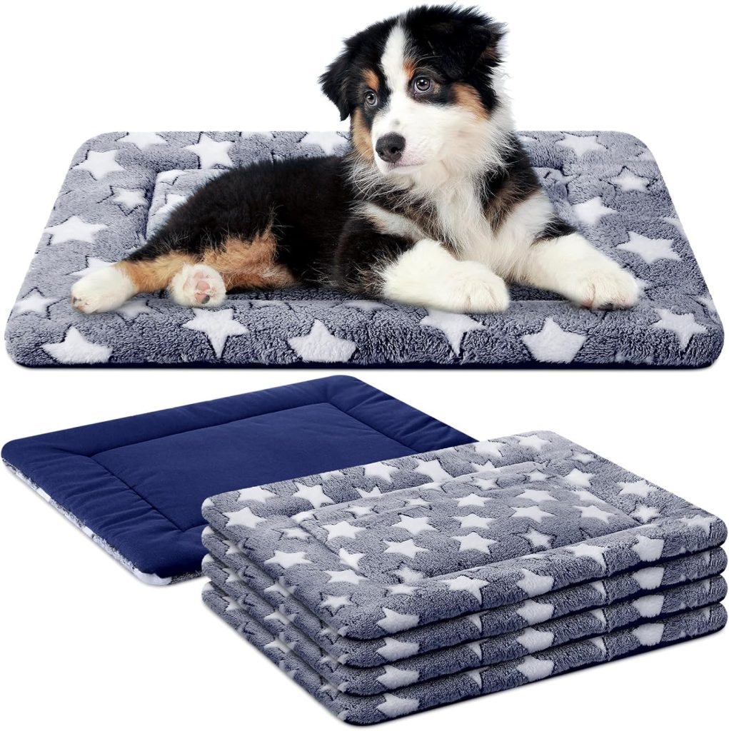VitalCozy 4 Pcs Dog Crate Pads, Ultra Soft Warm Washable Anti-Slip Kennel Bed Mat for Pets, Reversible, Replaceable, Cozy Cage Liner for Small Medium Large Dogs and Cats(18 x 24 x 1.6 Inch,Blue) VitalCozy 4 Pcs Dog Crate Pads, Ultra Soft Warm Washable Anti-Slip Kennel Bed Mat for Pets, Reversible, Replaceable, Cozy Cage Liner for Small Medium Large Dogs and Cats(18 x 24 x 1.6 Inch,Blue)
