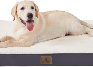 Bedfolks Orthopedic Dog Bed for Extra Large Dogs – Egg Foam Dog Crate Bed with Removable Waterproof Cover, Pet Bed Mat Suitable for Dogs and Pets Up to 100 lbs (44 x 32 x 3.5 inches, Grey) Home |