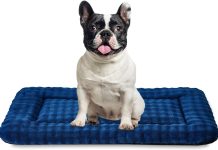 Dog Bed Mat Crate Pad for Large Dogs, Washable Soft Pet Sleeping Mat Kennel Pad with 3D Bubble Pattern, Navy Blue, 36″x 23″