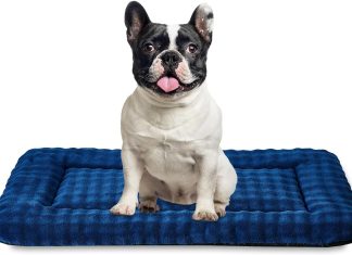 Dog Bed Mat Crate Pad for Large Dogs, Washable Soft Pet Sleeping Mat Kennel Pad with 3D Bubble Pattern, Navy Blue, 36″x 23″ Home |