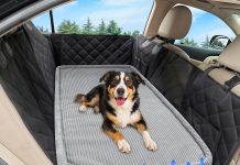 Dog Car Bed, Non-Slip Backseat Extender Pet Mat, Removable Washable Dog Bed for SUVs, Sedans & Trucks, Anti-Slip Travel Bed for Dogs, Easy Clean & Scratch-Proof & Comfort (56″x28.7″)