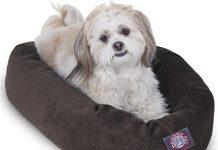 Majestic Pet 52 Inch Orthopedic Machine Washable Dog Bed for Large Sized Dogs, Waterproof Durable Donut Cushion with Spine Support, Calming Pet Bed Furniture Grade Crate Pad Mat