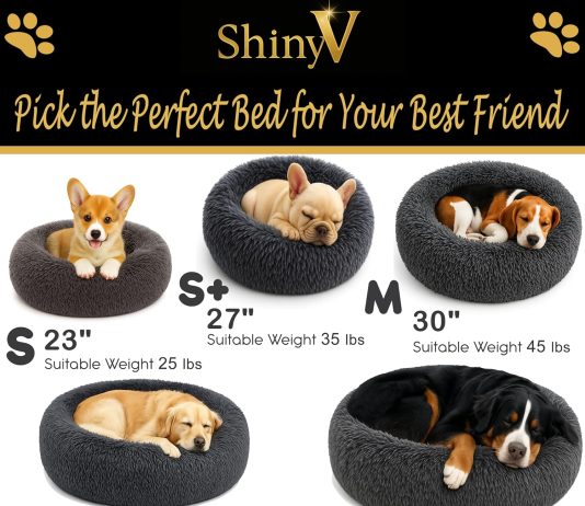 Calming Dog Bed – Fluffy Donut Cuddler for Anxiety Relief, Orthopedic Pet Bed with Non-Slip Bottom, Cozy Round Faux Fur Nest for Dogs and Cats, Plush Crate Mat for Comfort (Dark Grey, X-Large)