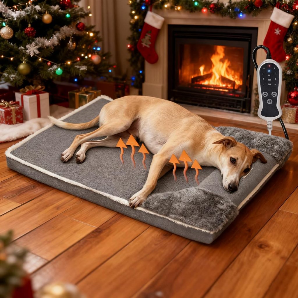 Heated Dog Bed for Large Dogs, 40x27 Inch Pet Sofa with 9-Level Adjustable Warmer, Waterproof Lining, Machine-Washable Removable Cover Non-Slip Bottom, Gray Heated Dog Bed for Large Dogs, 40x27 Inch Pet Sofa with 9-Level Adjustable Warmer, Waterproof Lining, Machine-Washable Removable Cover Non-Slip Bottom, Gray