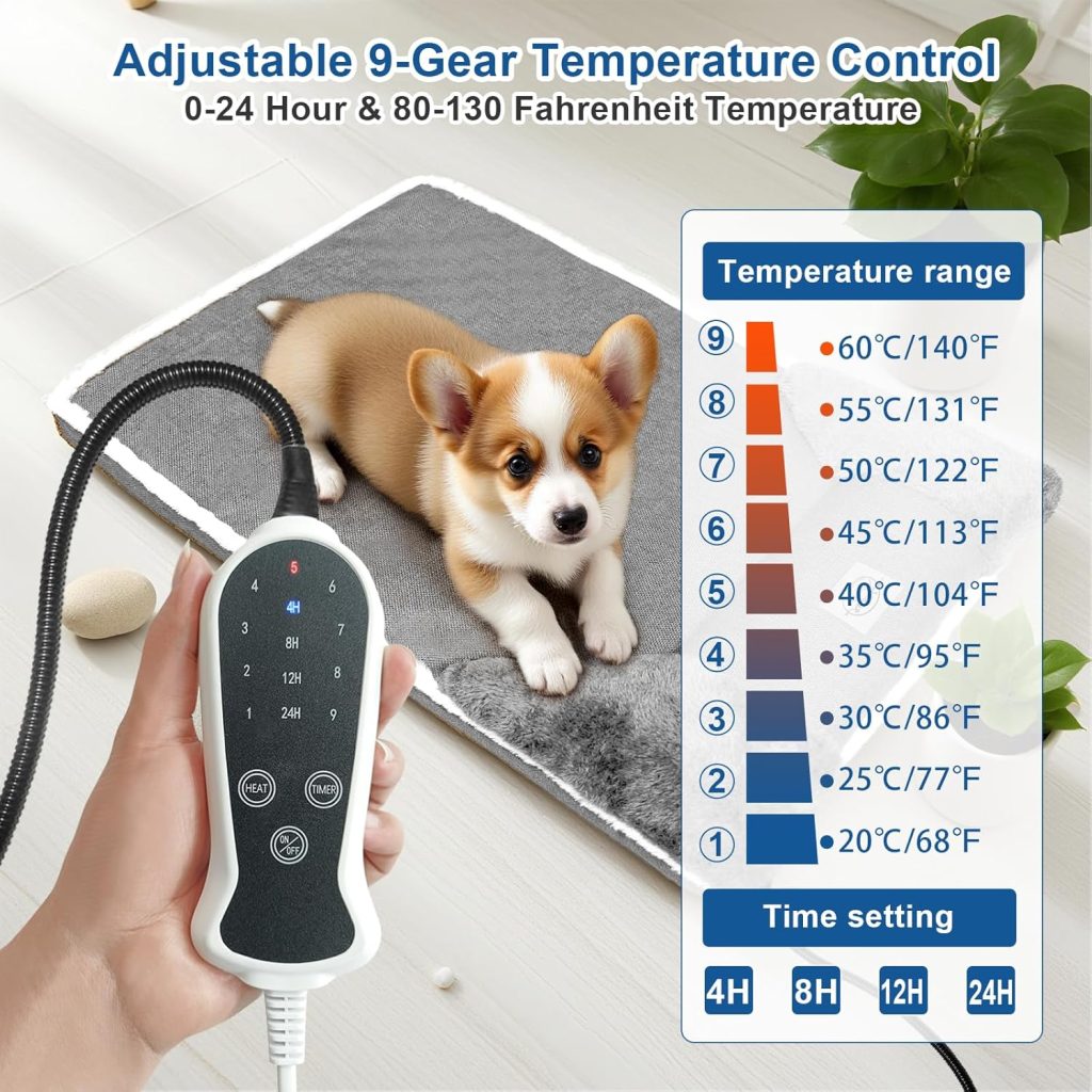 Heated Dog Bed for Large Dogs, 40x27 Inch Pet Sofa with 9-Level Adjustable Warmer, Waterproof Lining, Machine-Washable Removable Cover Non-Slip Bottom, Gray Heated Dog Bed for Large Dogs, 40x27 Inch Pet Sofa with 9-Level Adjustable Warmer, Waterproof Lining, Machine-Washable Removable Cover Non-Slip Bottom, Gray