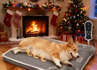 Heated Dog Bed for Large Dogs, 40×27 Inch Pet Sofa with 9-Level Adjustable Warmer, Waterproof Lining, Machine-Washable Removable Cover Non-Slip Bottom, Gray Home |