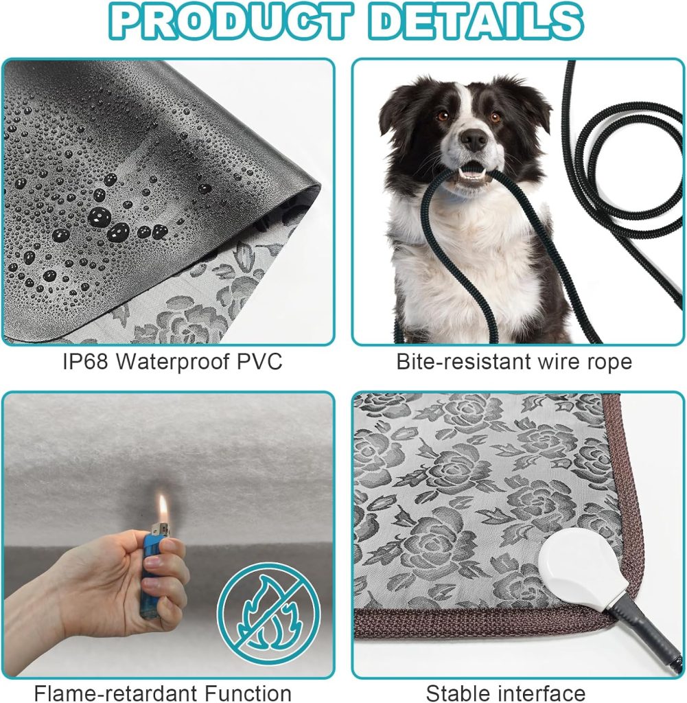 Large Dog Heating Pad for Dogs, Pet Heating Pad Electric, Waterproof, Heated Dog Bed with Timer, with Smart Thermostat Switch, Add Wire Rope with Blue Fabric Cover (Rose, 34x21 in) Large Dog Heating Pad for Dogs, Pet Heating Pad Electric, Waterproof, Heated Dog Bed with Timer, with Smart Thermostat Switch, Add Wire Rope with Blue Fabric Cover (Rose, 34x21 in)