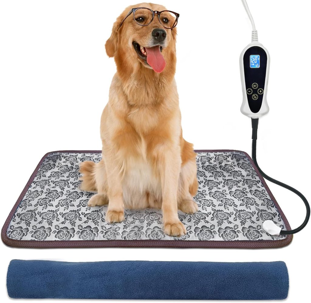 Large Dog Heating Pad for Dogs, Pet Heating Pad Electric, Waterproof, Heated Dog Bed with Timer, with Smart Thermostat Switch, Add Wire Rope with Blue Fabric Cover (Rose, 34x21 in) Large Dog Heating Pad for Dogs, Pet Heating Pad Electric, Waterproof, Heated Dog Bed with Timer, with Smart Thermostat Switch, Add Wire Rope with Blue Fabric Cover (Rose, 34x21 in)