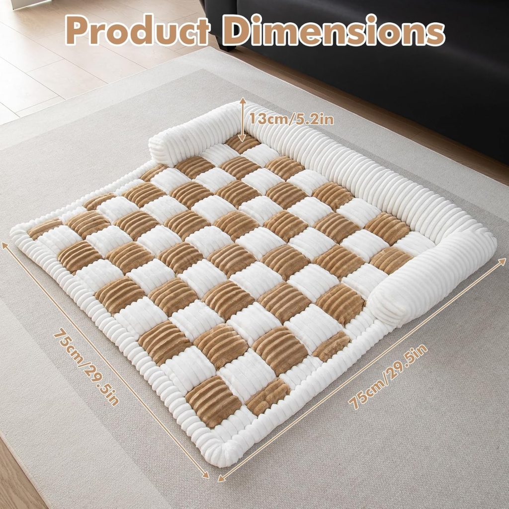 LiveGo Fuzzy Pet Couch Covers for Sofa, Dog Couch Cover Fuzzy Sofa Cover Cream Square Plaid Dog Bed Plush Dog Mat for Furniture Protector for Large Medium Dogs and Cats LiveGo Fuzzy Pet Couch Covers for Sofa, Dog Couch Cover Fuzzy Sofa Cover Cream Square Plaid Dog Bed Plush Dog Mat for Furniture Protector for Large Medium Dogs and Cats