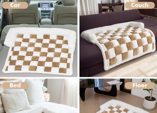 LiveGo Fuzzy Pet Couch Covers for Sofa, Dog Couch Cover Fuzzy Sofa Cover Cream Square Plaid Dog Bed Plush Dog Mat for Furniture Protector for Large Medium Dogs and Cats Home |