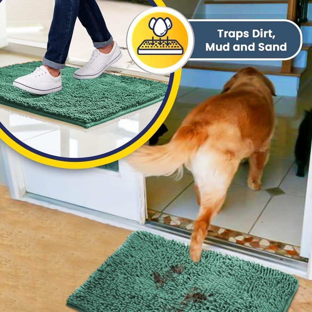 Muddy Mat® Pack of Highly Absorbent Microfiber Dog Door Mat and Pet Rug, Non Slip Thick Washable Area Mat Soft Chenille for Kitchen Bathroom Bedroom and Outdoor - Sea Green Small, Medium Large Muddy Mat® Pack of Highly Absorbent Microfiber Dog Door Mat and Pet Rug, Non Slip Thick Washable Area Mat Soft Chenille for Kitchen Bathroom Bedroom and Outdoor - Sea Green Small, Medium Large