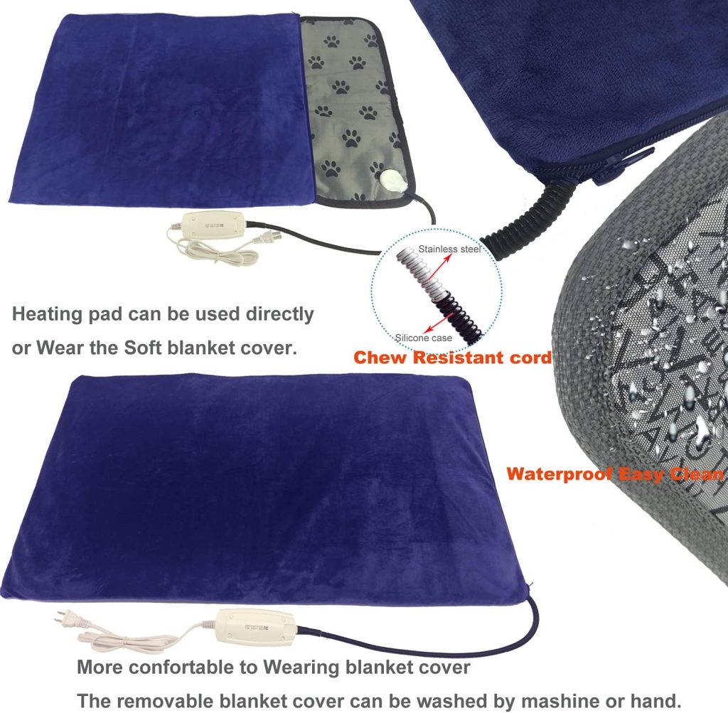 Pet Heating Pad for Large Dogs Cats - 34x21 Waterproof Heated Bed with Chew-Resistant Cord, Adjustable Temperature Removable Washable Cover Pet Heating Pad for Large Dogs Cats - 34x21 Waterproof Heated Bed with Chew-Resistant Cord, Adjustable Temperature Removable Washable Cover
