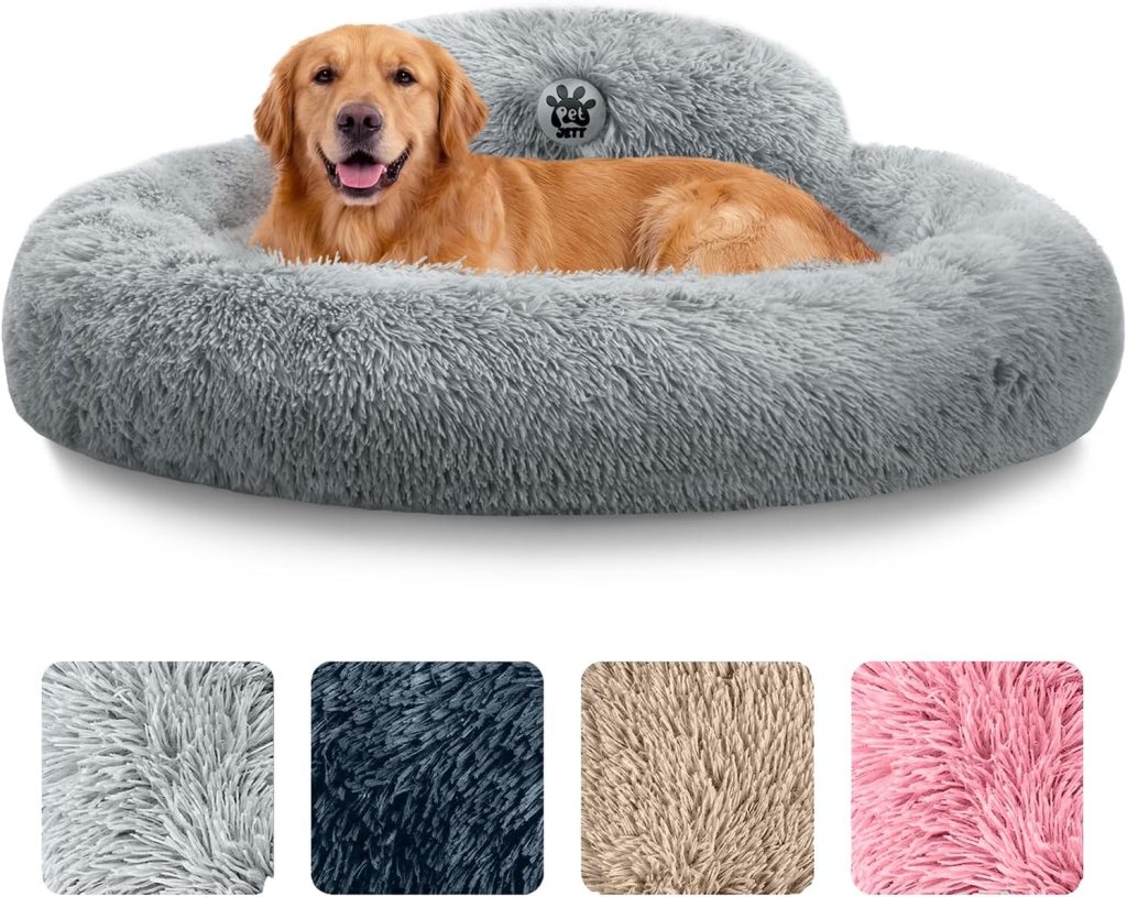 PetJett Dog Beds Large Sized Dog - Calming Round Bed, Washable Dog Bed - Anti-Slip Super Soft Donut Bed, Fluffy Faux Fur Anti-Anxiety Premium Comfort Pet Bed, Fits Dogs up to lbs - Bright Grey PetJett Dog Beds Large Sized Dog - Calming Round Bed, Washable Dog Bed - Anti-Slip Super Soft Donut Bed, Fluffy Faux Fur Anti-Anxiety Premium Comfort Pet Bed, Fits Dogs up to lbs - Bright Grey