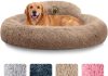 PetJett Dog Beds Large Sized Dog – 36” Calming Round Bed, Washable Dog Bed – Anti-Slip Super Soft Donut Bed, Fluffy Faux Fur Anti-Anxiety Premium Comfort Pet Bed, Fits Dogs up to 80 lbs – Bright Grey Home |