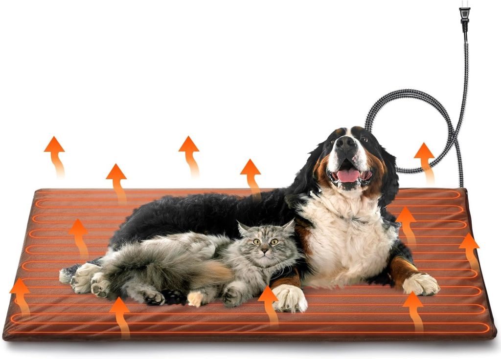 TURBRO 48x28” Extra Large Pet Heating Pad, Electric Heated Dog Bed for Large Breeds, Air Valve Design, Anti-Bite Cord, Ultra-Soft and Anti-Slip Cover, Outdoor and Indoor Use, UL Test Passed, Brown TURBRO 48x28” Extra Large Pet Heating Pad, Electric Heated Dog Bed for Large Breeds, Air Valve Design, Anti-Bite Cord, Ultra-Soft and Anti-Slip Cover, Outdoor and Indoor Use, UL Test Passed, Brown