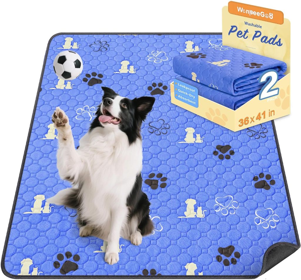 WanpeeGoo Washable Pee Pads for Dogs Mat, Pack Absorbent Reusable Training Dog Pads Pet Puppy Pads, Non-Slip Potty Pads for Whelping, Playpen, Crate, Bed, Grey 32x52 WanpeeGoo Washable Pee Pads for Dogs Mat, Pack Absorbent Reusable Training Dog Pads Pet Puppy Pads, Non-Slip Potty Pads for Whelping, Playpen, Crate, Bed, Grey 32x52