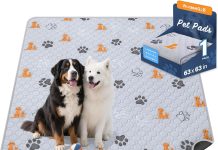 WanpeeGoo Washable Pee Pads for Dogs Mat, 2 Pack Absorbent Reusable Training Dog Pads Pet Puppy Pads, Non-Slip Potty Pads for Whelping, Playpen, Crate, Bed, Grey 32″x52″