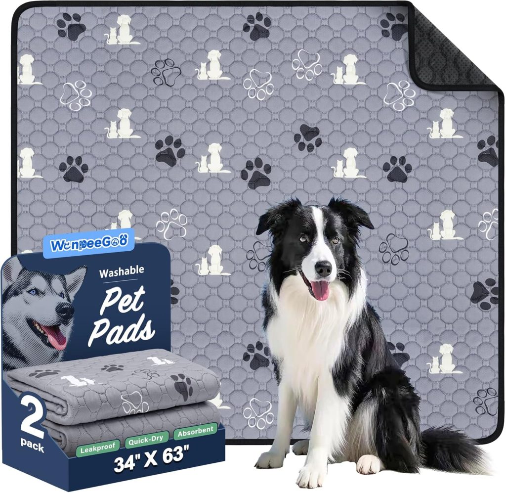 WanpeeGoo Washable Pee Pads for Dogs Mat, Pack Absorbent Reusable Training Dog Pads Pet Puppy Pads, Non-Slip Potty Pads for Whelping, Playpen, Crate, Bed, Grey 32x52 WanpeeGoo Washable Pee Pads for Dogs Mat, Pack Absorbent Reusable Training Dog Pads Pet Puppy Pads, Non-Slip Potty Pads for Whelping, Playpen, Crate, Bed, Grey 32x52