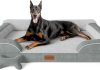 CWAWZ XXL Dog Bed for Extra Large Dogs, Giant Orthopedic Dog Bed with Cooling Gel Memory Foam, Waterproof Pet Bed with Removable Washable Cover, 53″ Pet Sofa bed Dutch Velvet with Bone Toy, Light Gray Home |