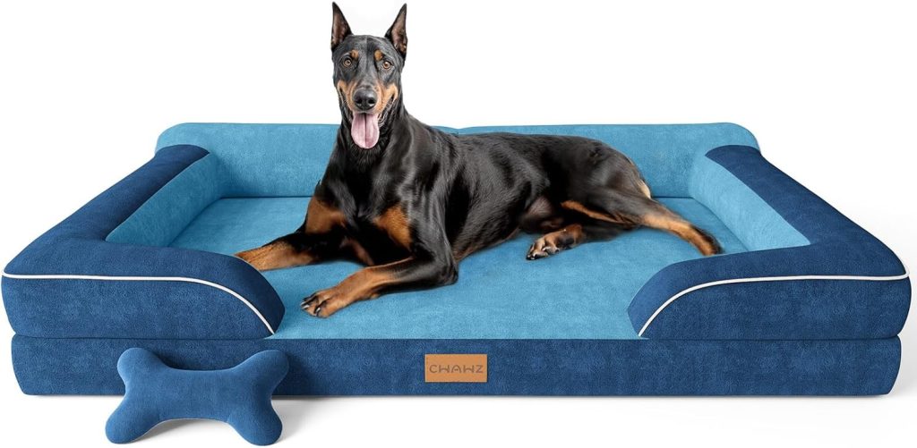 CWAWZ XXL Dog Bed for Extra Large Dogs, Giant Orthopedic Dog Bed with Cooling Gel Memory Foam, Waterproof Pet Bed with Removable Washable Cover, Pet Sofa bed Dutch Velvet with Bone Toy, Light Gray CWAWZ XXL Dog Bed for Extra Large Dogs, Giant Orthopedic Dog Bed with Cooling Gel Memory Foam, Waterproof Pet Bed with Removable Washable Cover, Pet Sofa bed Dutch Velvet with Bone Toy, Light Gray