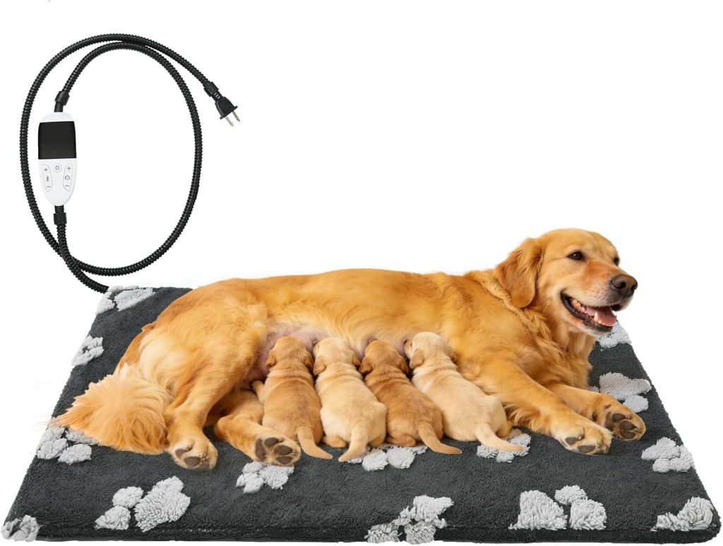 Heated Whelping Pad for Puppy, Dog Heating Pad with Upgraded Smart Thermostat Switch,Warm Crate Mat with Anti-bite Cord Outdoor Indoor,Constant on Function,ULFCC Dual Certification,18*28in Heated Whelping Pad for Puppy, Dog Heating Pad with Upgraded Smart Thermostat Switch,Warm Crate Mat with Anti-bite Cord Outdoor Indoor,Constant on Function,ULFCC Dual Certification,18*28in