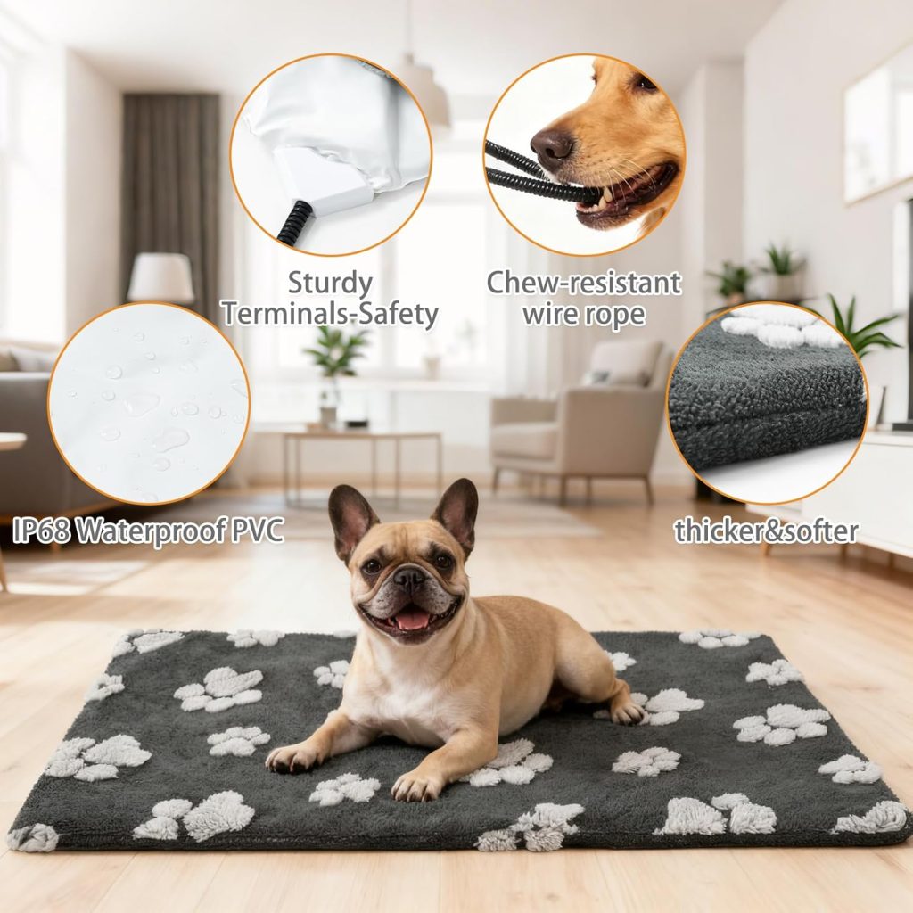 Heated Whelping Pad for Puppy, Dog Heating Pad with Upgraded Smart Thermostat Switch,Warm Crate Mat with Anti-bite Cord Outdoor Indoor,Constant on Function,ULFCC Dual Certification,18*28in Heated Whelping Pad for Puppy, Dog Heating Pad with Upgraded Smart Thermostat Switch,Warm Crate Mat with Anti-bite Cord Outdoor Indoor,Constant on Function,ULFCC Dual Certification,18*28in