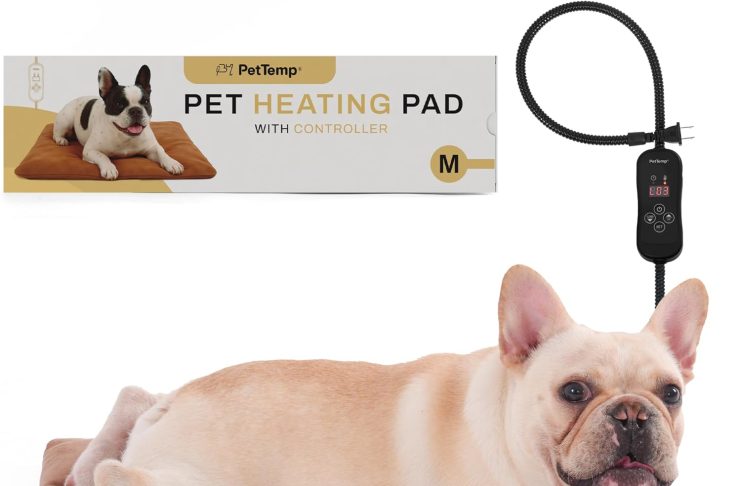 Pet Heating Pad for Cats and Dogs, Heated Cat Bed & Dog Heating Pad with 5 Temperature Levels, Waterproof Heated Pet Mat with Timer, Auto Power-Off and Chew Resistant Cord, 20” x 16”