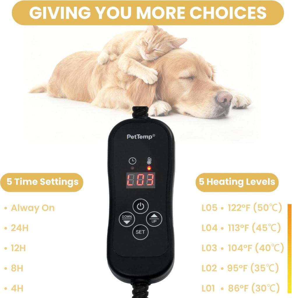 Pet Heating Pad for Cats and Dogs, Heated Cat Bed Dog Heating Pad with Temperature Levels, Waterproof Heated Pet Mat with Timer, Auto Power-Off and Chew Resistant Cord, x 16 Pet Heating Pad for Cats and Dogs, Heated Cat Bed Dog Heating Pad with Temperature Levels, Waterproof Heated Pet Mat with Timer, Auto Power-Off and Chew Resistant Cord, x 16