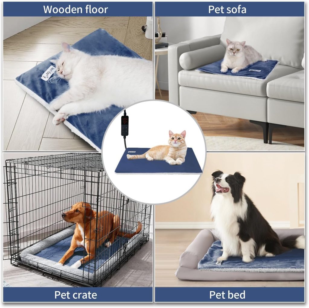 Rest-Eazzzy Pet Heating Pad Indoor, Dog Heating Pad Mat with Removable Cover, Level Timer Level Temperature, Electric Pet Warming Mat for Cat Dog Automatic Power-Off (Heat pad, Pure-Blue) Rest-Eazzzy Pet Heating Pad Indoor, Dog Heating Pad Mat with Removable Cover, Level Timer Level Temperature, Electric Pet Warming Mat for Cat Dog Automatic Power-Off (Heat pad, Pure-Blue)