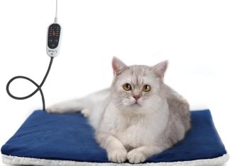 Rest-Eazzzy Pet Heating Pad Indoor, Dog Heating Pad Mat with Removable Cover, 5 Level Timer 5 Level Temperature, Electric Pet Warming Mat for Cat Dog Automatic Power-Off (Heat pad, Pure-Blue) Home |