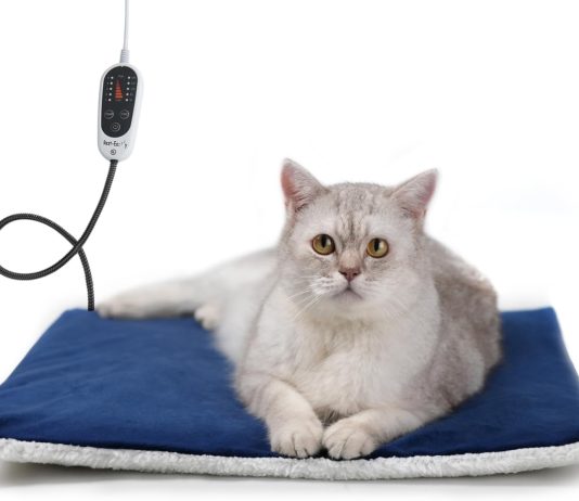 Rest-Eazzzy Pet Heating Pad Indoor, Dog Heating Pad Mat with Removable Cover, 5 Level Timer 5 Level Temperature, Electric Pet Warming Mat for Cat Dog Automatic Power-Off (Heat pad, Pure-Blue)