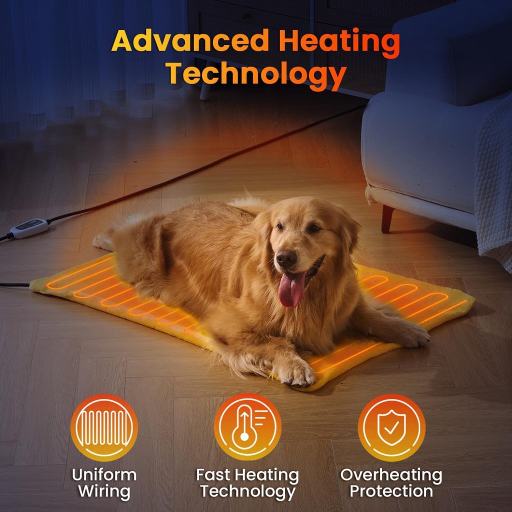 WOOMER Pet Heating Pad for Dogs and Cats, Includes Two Removable Covers, Heated Bed with Steel-Wrapped Cord, Waterproof and Chew-Resistant, 35”×24” XL Size for Large Breed Dogs WOOMER Pet Heating Pad for Dogs and Cats, Includes Two Removable Covers, Heated Bed with Steel-Wrapped Cord, Waterproof and Chew-Resistant, 35”×24” XL Size for Large Breed Dogs