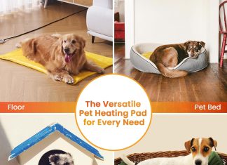 WOOMER Pet Heating Pad for Dogs and Cats, Includes Two Removable Covers, Heated Bed with Steel-Wrapped Cord, Waterproof and Chew-Resistant, 35”×24” XL Size for Large Breed Dogs Home |
