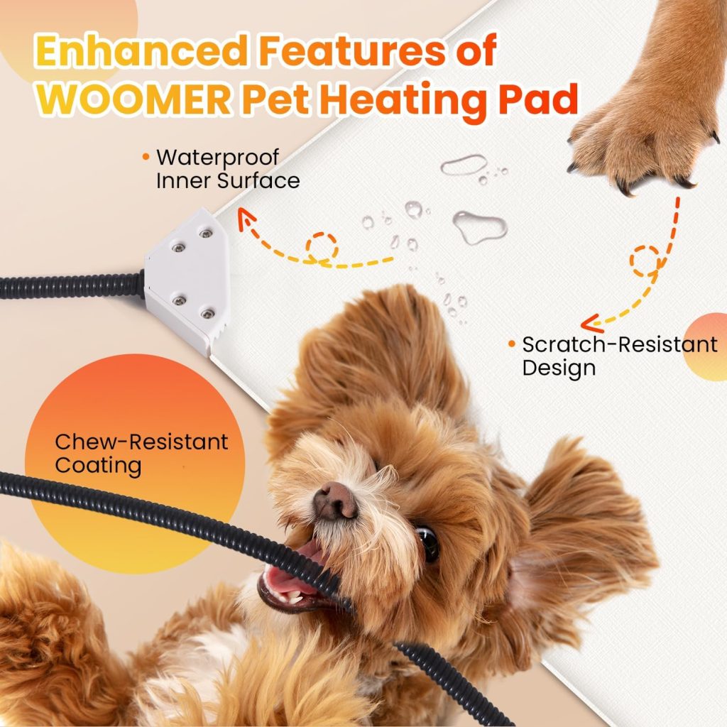 WOOMER Pet Heating Pad for Dogs and Cats, Includes Two Removable Covers, Heated Bed with Steel-Wrapped Cord, Waterproof and Chew-Resistant, 35”×24” XL Size for Large Breed Dogs WOOMER Pet Heating Pad for Dogs and Cats, Includes Two Removable Covers, Heated Bed with Steel-Wrapped Cord, Waterproof and Chew-Resistant, 35”×24” XL Size for Large Breed Dogs